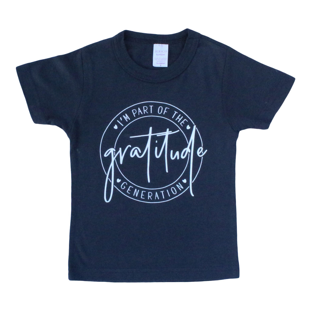 Bamboo 'I'm part of the Gratitude Generation' T-shirt, including a coaching card helping mom instill a mindset of gratitude into families life